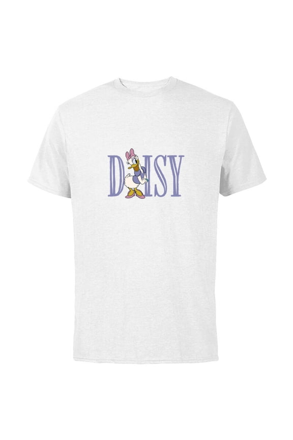 Mickey and Friends Daisy Duck Lettering Classic - Short Sleeve Cotton T-Shirt for Adults - Customized-White
