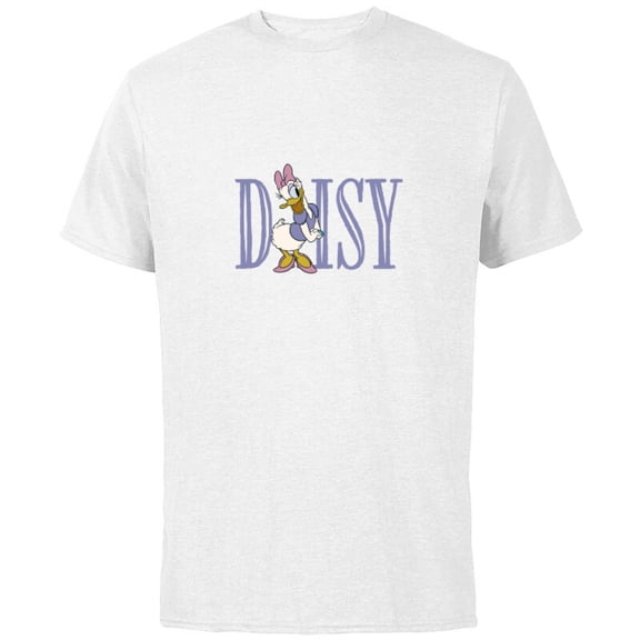 Disney Mickey and Friends Daisy Duck Lettering Classic - Short Sleeve Cotton T-Shirt for Adults - Customized-White