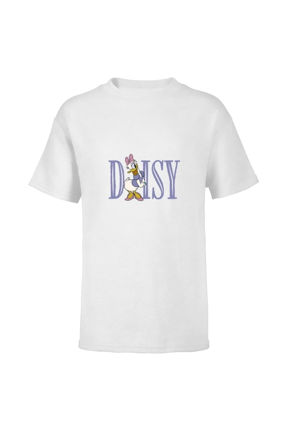 Mickey and Friends Daisy Duck Lettering Classic - Short Sleeve T-Shirt for Kids – Customized-White