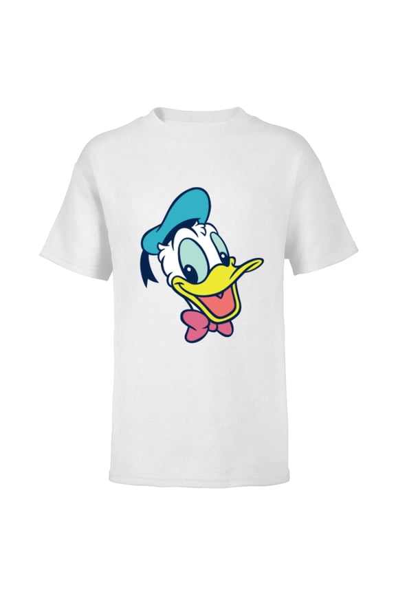 Mickey and Friends Donald Duck Face - Short Sleeve T-Shirt for Kids - Customized-White