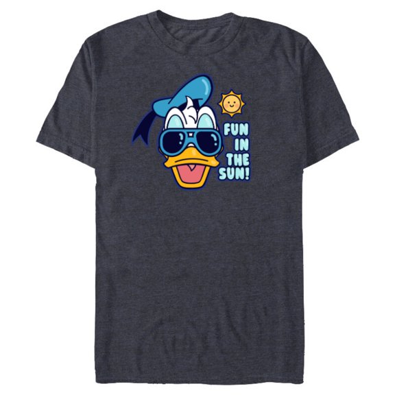 Disney Mickey and Friends Donald Duck Fun in the Sun - Short Sleeve Blended T-Shirt for Adults - Customized-Navy Heather