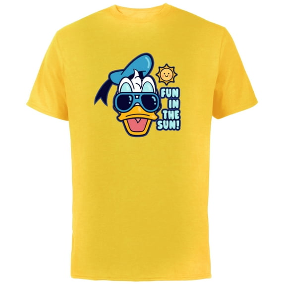 Disney Mickey and Friends Donald Duck Fun in the Sun - Short Sleeve Cotton T-Shirt for Adults - Customized-Yellow