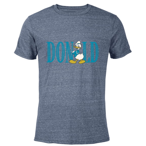 Disney Mickey and Friends Donald Duck Lettering Classic - Short Sleeve Blended T-Shirt for Adults – Customized-Navy Heather