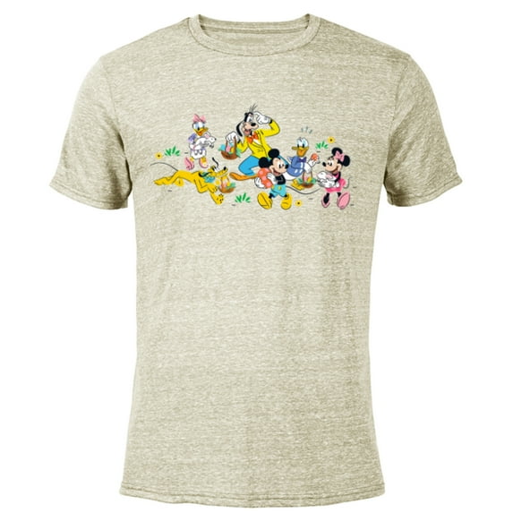 Disney Mickey and Friends Easter Egg Hunt - Short Sleeve Blended T-Shirt for Adults - Customized-Yellow