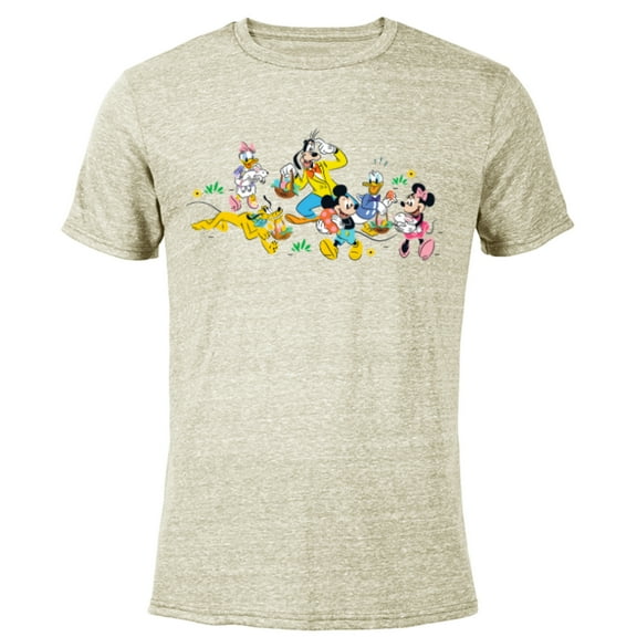 Disney Mickey and Friends Easter Egg Hunt - Short Sleeve Blended T-Shirt for Adults - Customized-Yellow