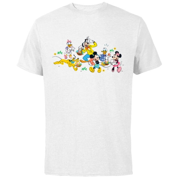 Disney Mickey and Friends Easter Egg Hunt - Short Sleeve Cotton T-Shirt for Adults - Customized-White