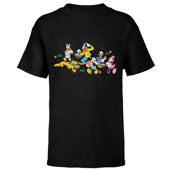 Disney Mickey and Friends Easter Egg Hunt - Short Sleeve T-Shirt for Kids - Customized-Black