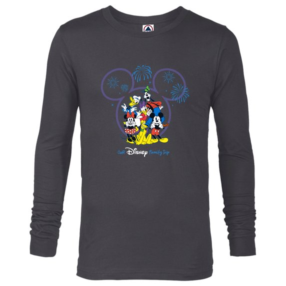 Disney Mickey and Friends Fireworks Our Disney Family Trip - Long Sleeve T-Shirt for Men - Customized-Charcoal Heather