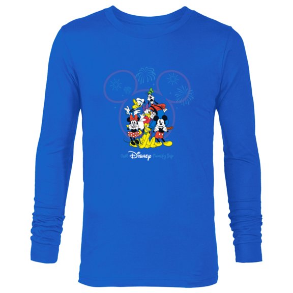 Disney Mickey and Friends Fireworks Our Disney Family Trip - Long Sleeve T-Shirt for Men - Customized-Navy