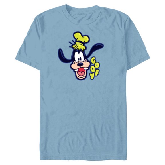 Disney Mickey and Friends Goofy Happy Face - Short Sleeve Blended T-Shirt for Adults - Customized-Ocean Blue