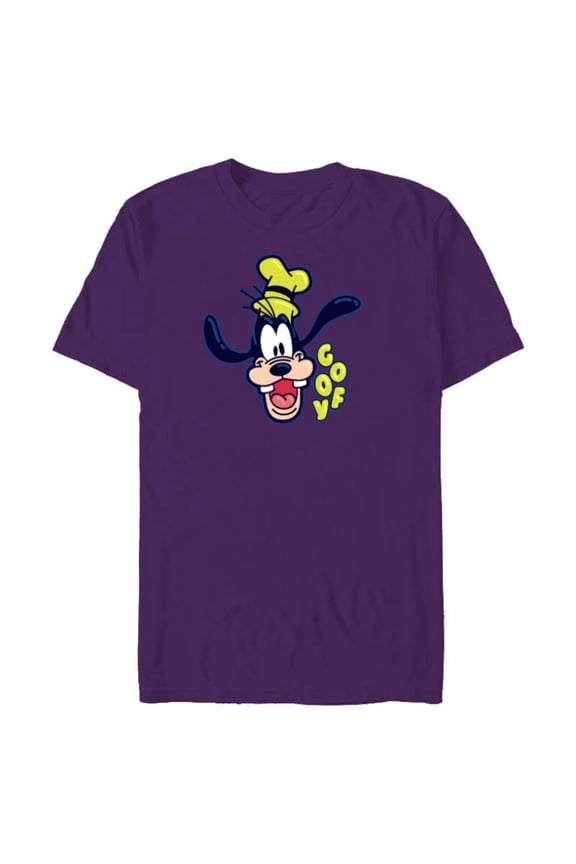 Mickey and Friends Goofy Happy Face - Short Sleeve Blended T-Shirt for Adults - Customized-Purple