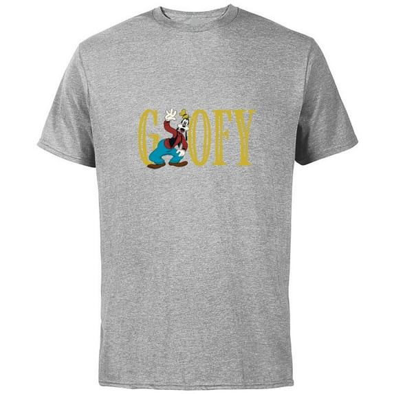 Disney Mickey and Friends Goofy Lettering Classic - Short Sleeve Cotton T-Shirt for Adults - Customized-Athletic Heather