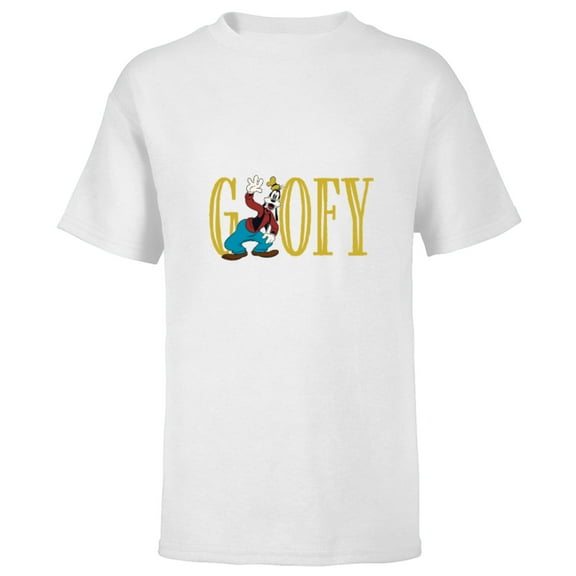 Disney Mickey and Friends Goofy Lettering Classic - Short Sleeve T-Shirt for Kids – Customized-White