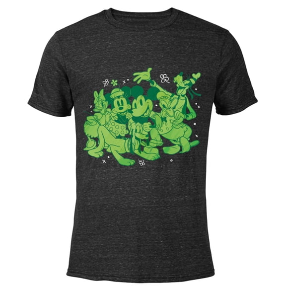 Disney Mickey and Friends Green St. Patrick’s Day - Short Sleeve Blended T-Shirt for Adults - Customized-Black