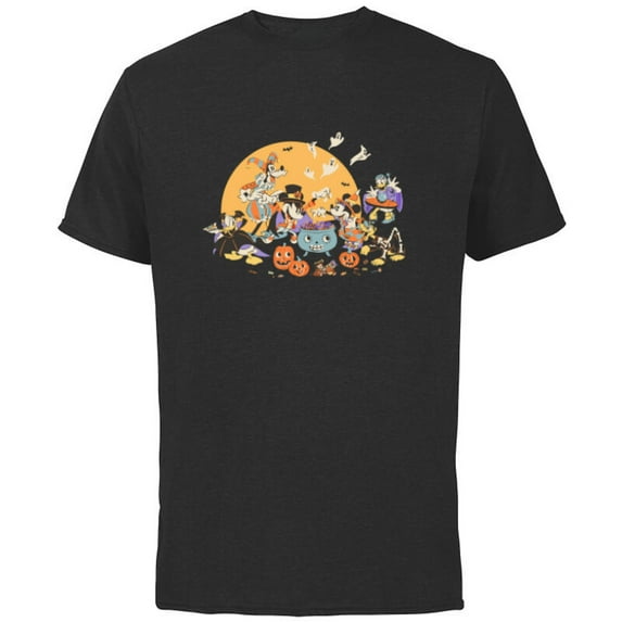 Disney Mickey and Friends Halloween Retro - Short Sleeve Cotton T-Shirt for Adults - Customized-Black
