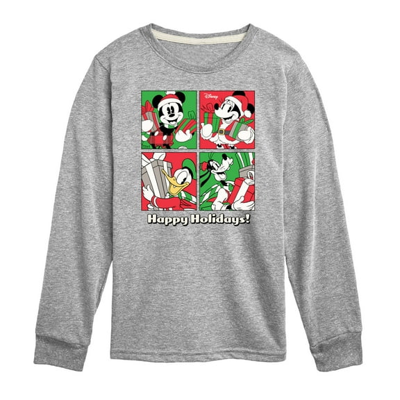 Disney - Mickey and Friends Happy Holidays - Toddler & Youth Long Sleeve Graphic T-Shirt