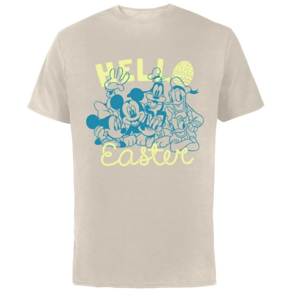 Disney Mickey and Friends Hello Easter - Short Sleeve Cotton T-Shirt for Adults - Customized-Natural