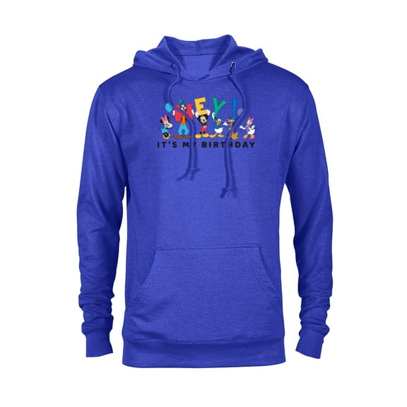 Disney Mickey and Friends Hey It's My Birthday - Pullover Hoodie for Adults -Customized-Royal Heather