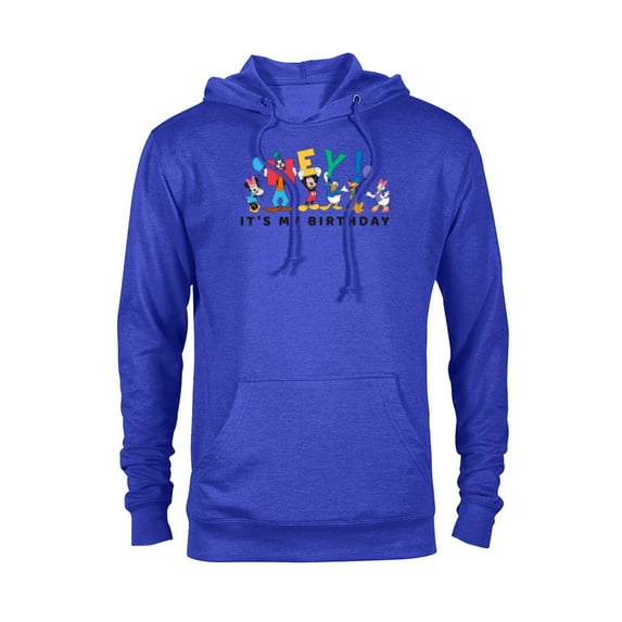 Disney Mickey and Friends Hey It's My Birthday - Pullover Hoodie for Adults -Customized-Royal Heather