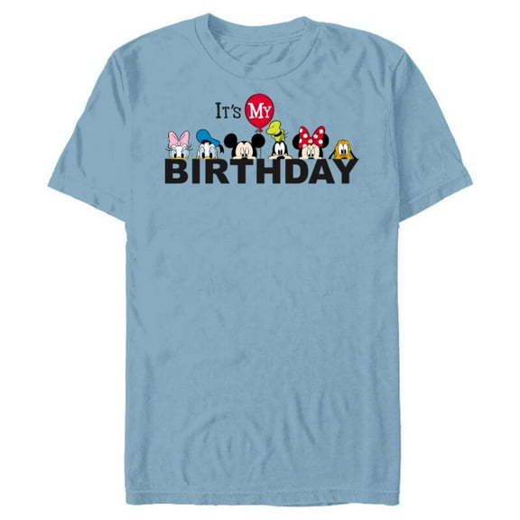 Disney Mickey and Friends It's My Birthday - Short Sleeve Blended T-Shirt for Adults -Customized-Ocean Blue