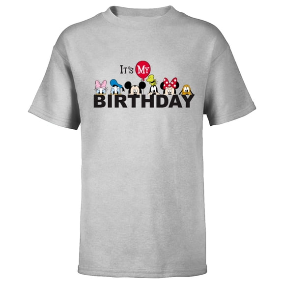 Disney Mickey and Friends It's My Birthday - Short Sleeve T-Shirt for Kids -Customized-Athletic Heather