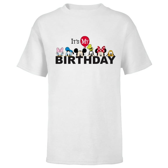 Disney Mickey and Friends It's My Birthday - Short Sleeve T-Shirt for Kids -Customized-White