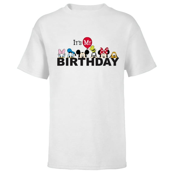 Disney Mickey and Friends It's My Birthday - Short Sleeve T-Shirt for Kids -Customized-White