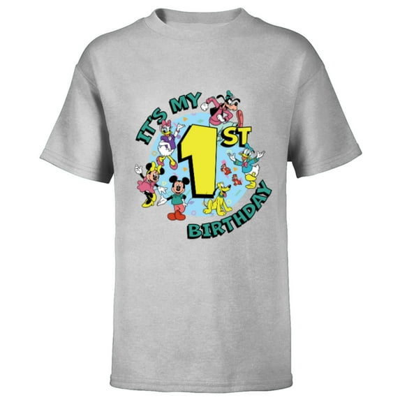 Disney Mickey and Friends It’s My First 1st Birthday - Short Sleeve T-Shirt for Kids - Customized-Athletic Heather