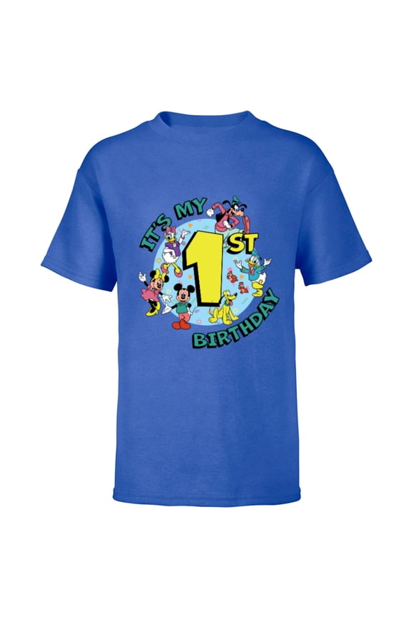 Mickey and Friends It’s My First 1st Birthday - Short Sleeve T-Shirt for Kids - Customized-Royal