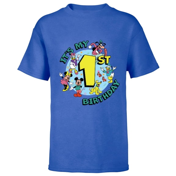 Disney Mickey and Friends It’s My First 1st Birthday - Short Sleeve T-Shirt for Kids - Customized-Royal