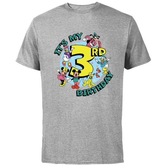 Disney Mickey and Friends It’s My Third 3rd Birthday - Short Sleeve Cotton T-Shirt for Adults - Customized-Athletic Heather