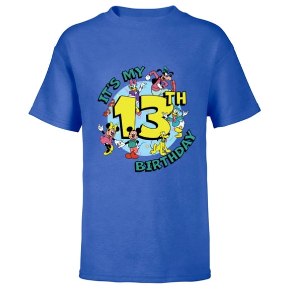 Disney Mickey and Friends It’s My Thirteenth 13th Birthday - Short Sleeve T-Shirt for Kids - Customized-Royal