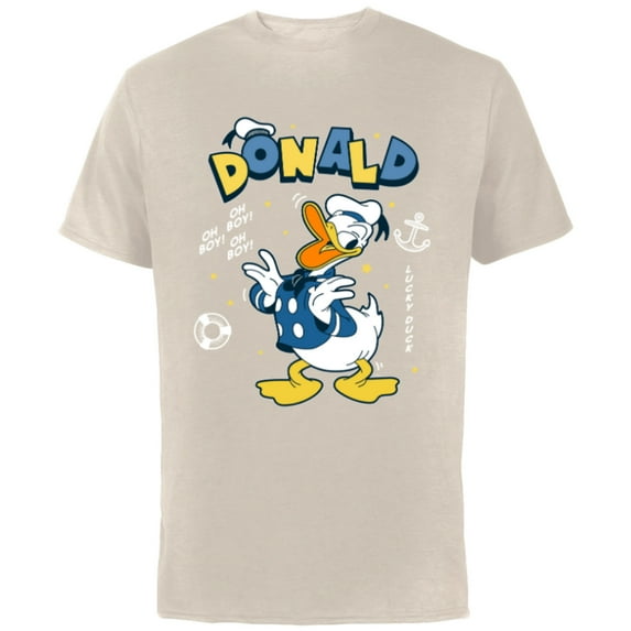 Disney Mickey and Friends Lucky Donald Duck - Short Sleeve Cotton T-Shirt for Adults - Customized-Natural