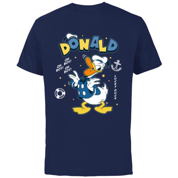 Disney Mickey and Friends Lucky Donald Duck - Short Sleeve Cotton T-Shirt for Adults - Customized-Navy