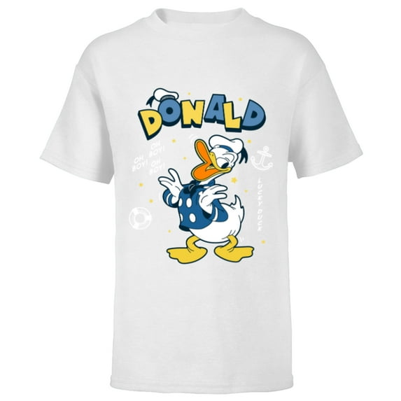 Disney Mickey and Friends Lucky Donald Duck - Short Sleeve T-Shirt for Kids - Customized-White
