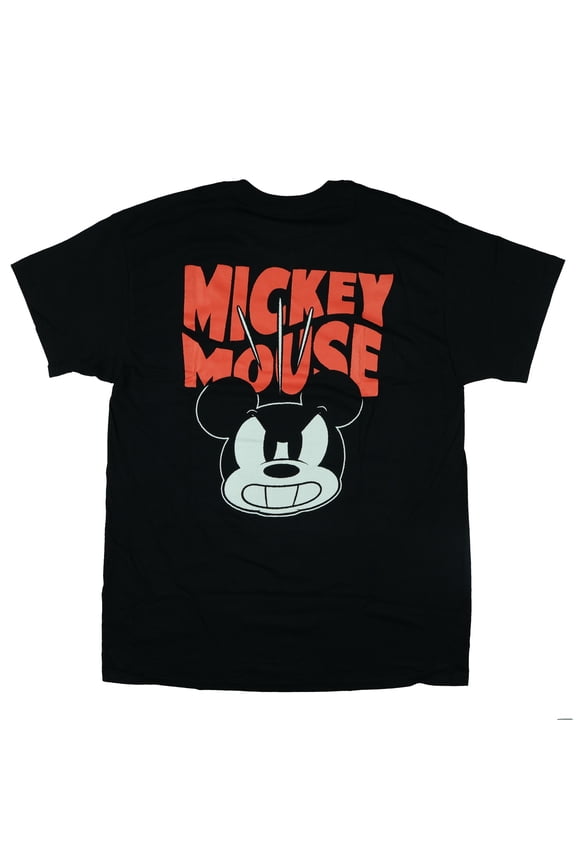 Disney Mickey and Friends Mickey Mouse 2-Sided Angry Face Design Adult Tee
