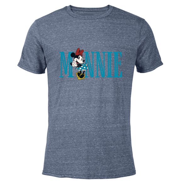 Disney Mickey and Friends Minnie Mouse Lettering Classic - Short Sleeve Blended T-Shirt for Adults – Customized-Navy Heather