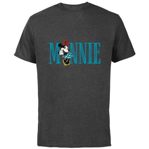 Disney Mickey and Friends Minnie Mouse Lettering Classic - Short Sleeve Cotton T-Shirt for Adults - Customized-Charcoal