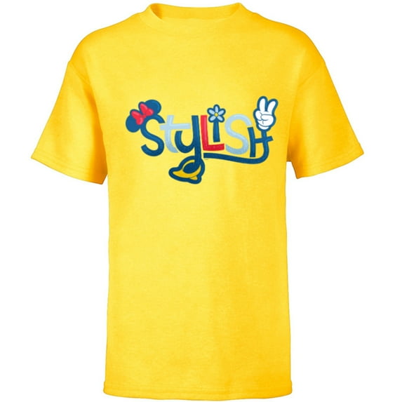 Disney Mickey and Friends Minnie Mouse Stylish - Short Sleeve T-Shirt for Kids - Customized-Yellow