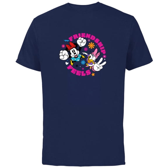 Disney Mickey and Friends Minnie and Daisy Friendship Feels - Short Sleeve Cotton T-Shirt for Adults - Customized-Navy