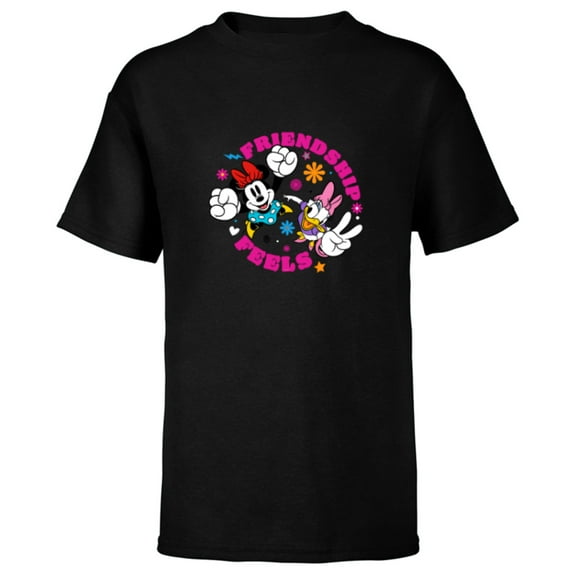 Disney Mickey and Friends Minnie and Daisy Friendship Feels - Short Sleeve T-Shirt for Kids - Customized-Black