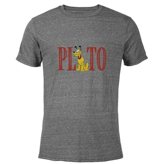 Disney Mickey and Friends Pluto Lettering Classic - Short Sleeve Blended T-Shirt for Adults – Customized-Dark Heather