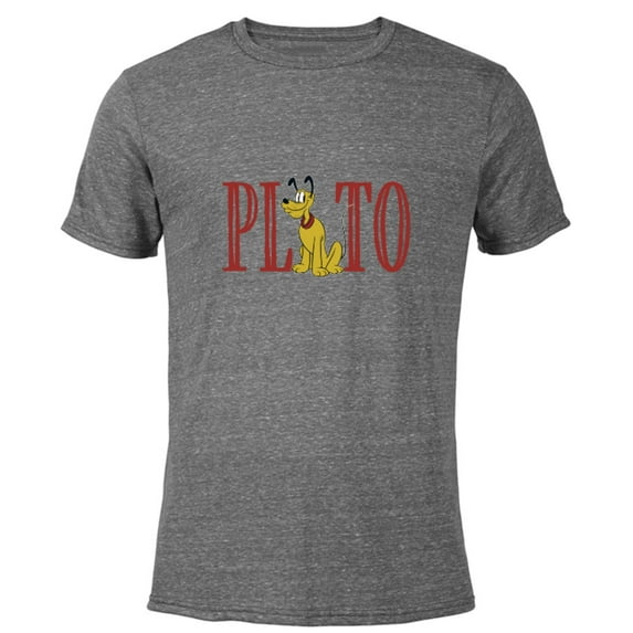 Disney Mickey and Friends Pluto Lettering Classic - Short Sleeve Blended T-Shirt for Adults – Customized-Dark Heather