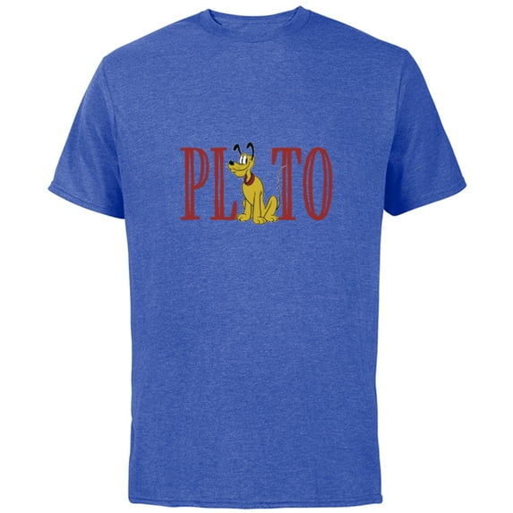 Disney Mickey and Friends Pluto Lettering Classic - Short Sleeve Cotton T-Shirt for Adults - Customized-Royal Heather