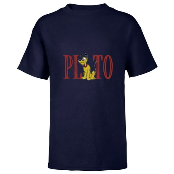 Disney Mickey and Friends Pluto Lettering Classic - Short Sleeve T-Shirt for Kids – Customized-Navy