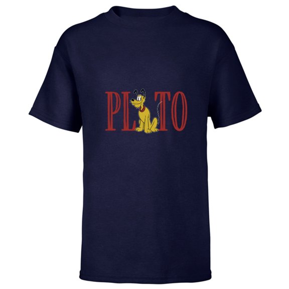 Disney Mickey and Friends Pluto Lettering Classic - Short Sleeve T-Shirt for Kids – Customized-Navy