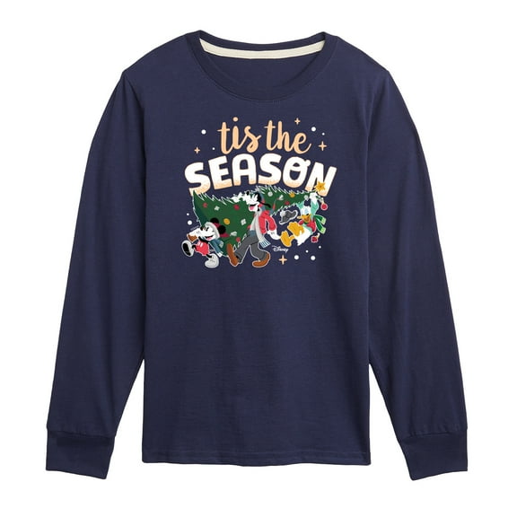Disney - Mickey and Friends Tis The Season Christmas - Toddler & Youth Long Sleeve Graphic T-Shirt