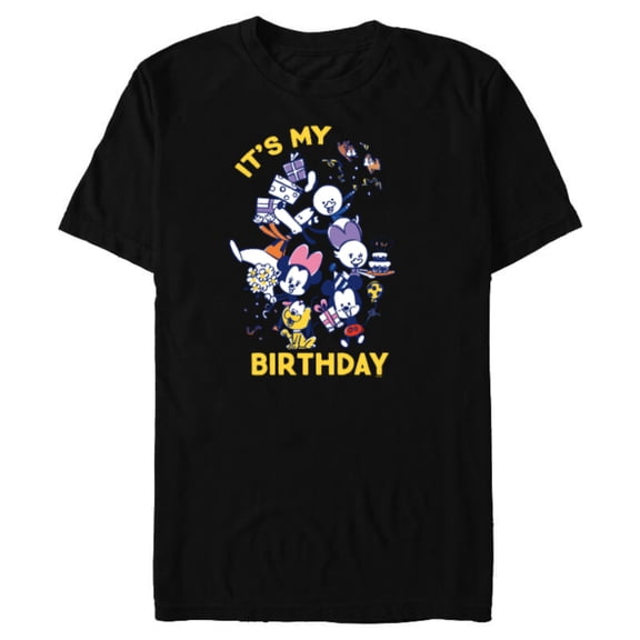 Disney Mickey and Friends Whimsical It’s My Birthday - Short Sleeve Blended T-Shirt for Adults - Customized-Black