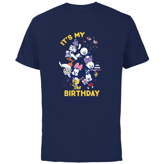 Disney Mickey and Friends Whimsical It’s My Birthday - Short Sleeve Cotton T-Shirt for Adults - Customized-Navy