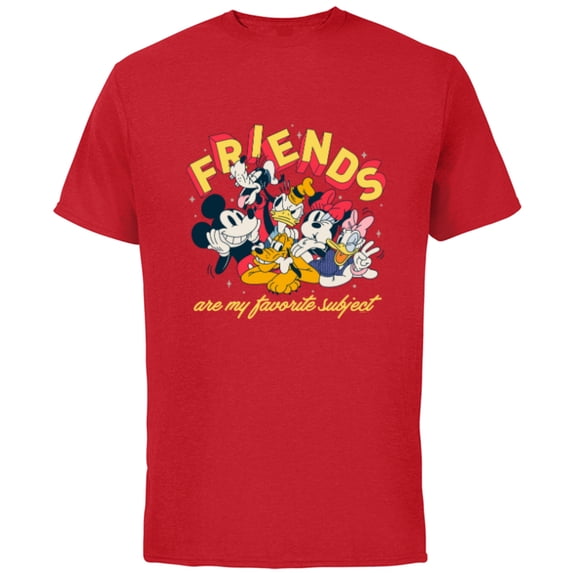 Disney Mickey and Friends are My Favorite Subject - Short Sleeve Cotton T-Shirt for Adults - Customized-Red